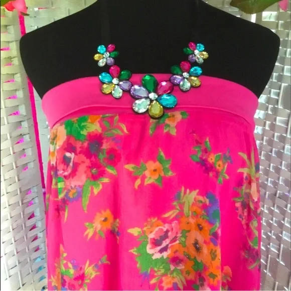 💖See New Listing💖  Multicolor Floral Rhinestone Bib Necklace Flower Crystal - Picture 4 of 9